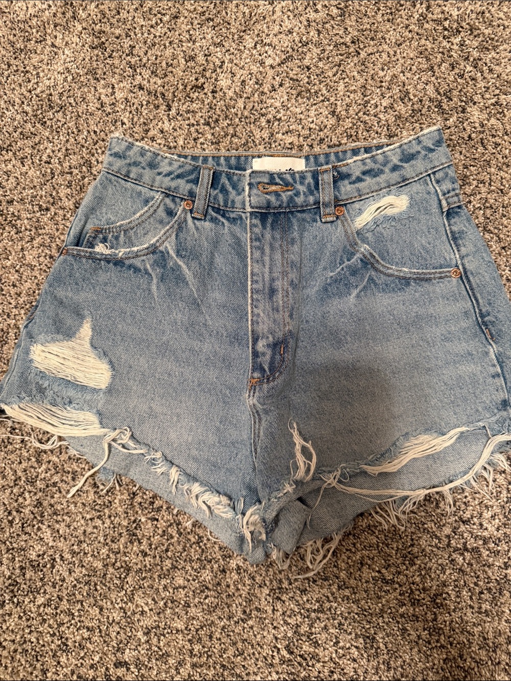 ROLLA'S Light Blue Distressed High-Rise Denim Cutoff Shorts